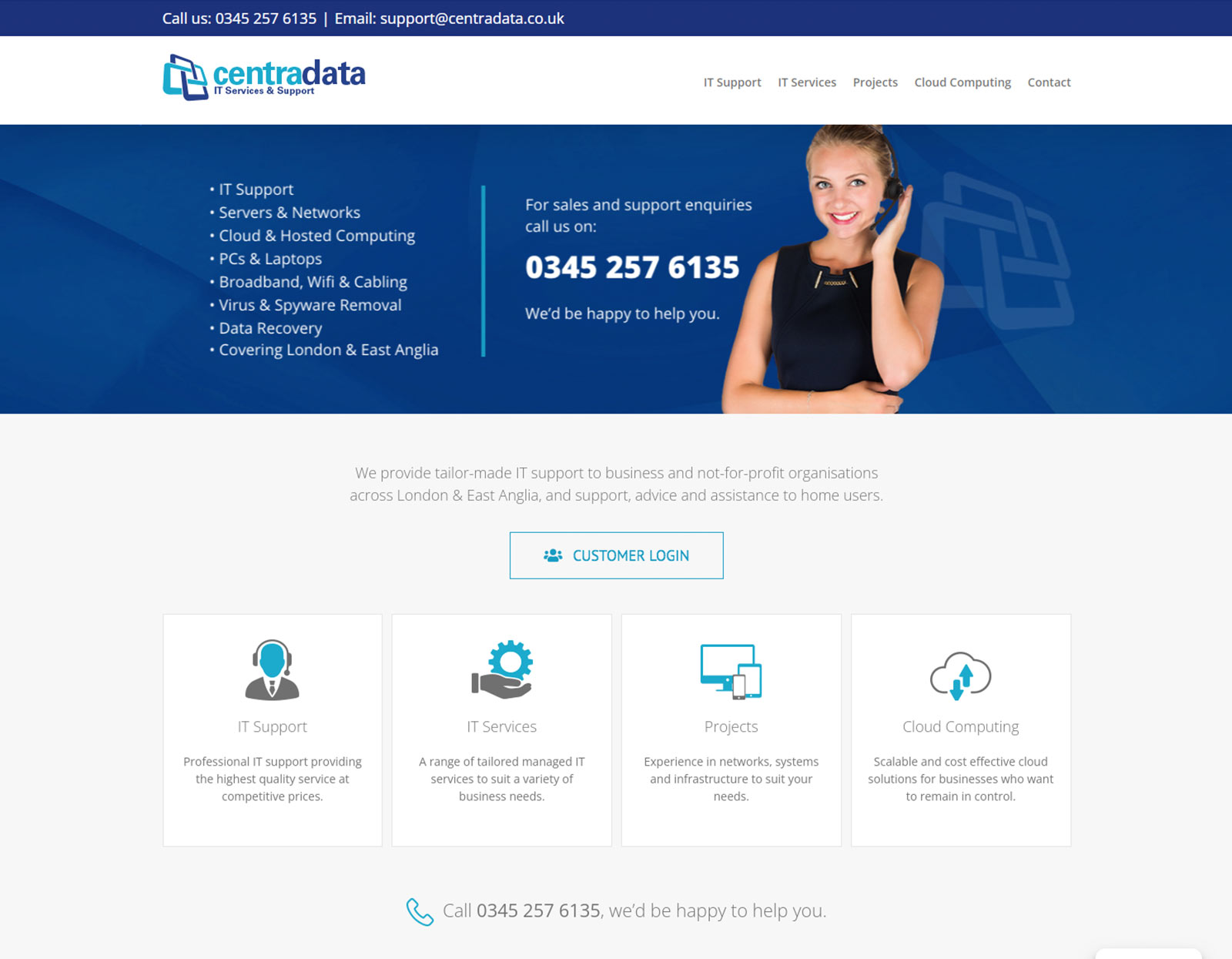 Image of web design for Centradata, showing the website home page.