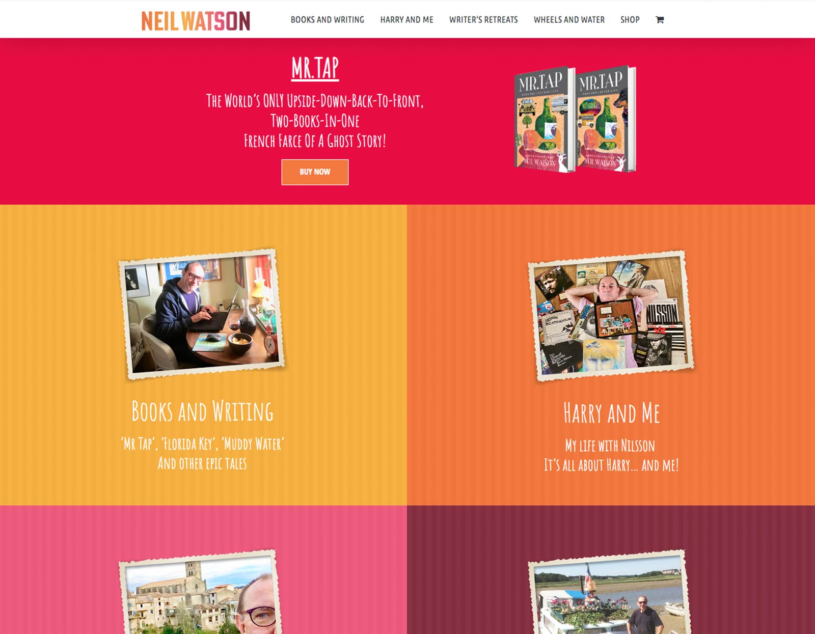 Image of web design for author Neil Watson, showing the website home page.