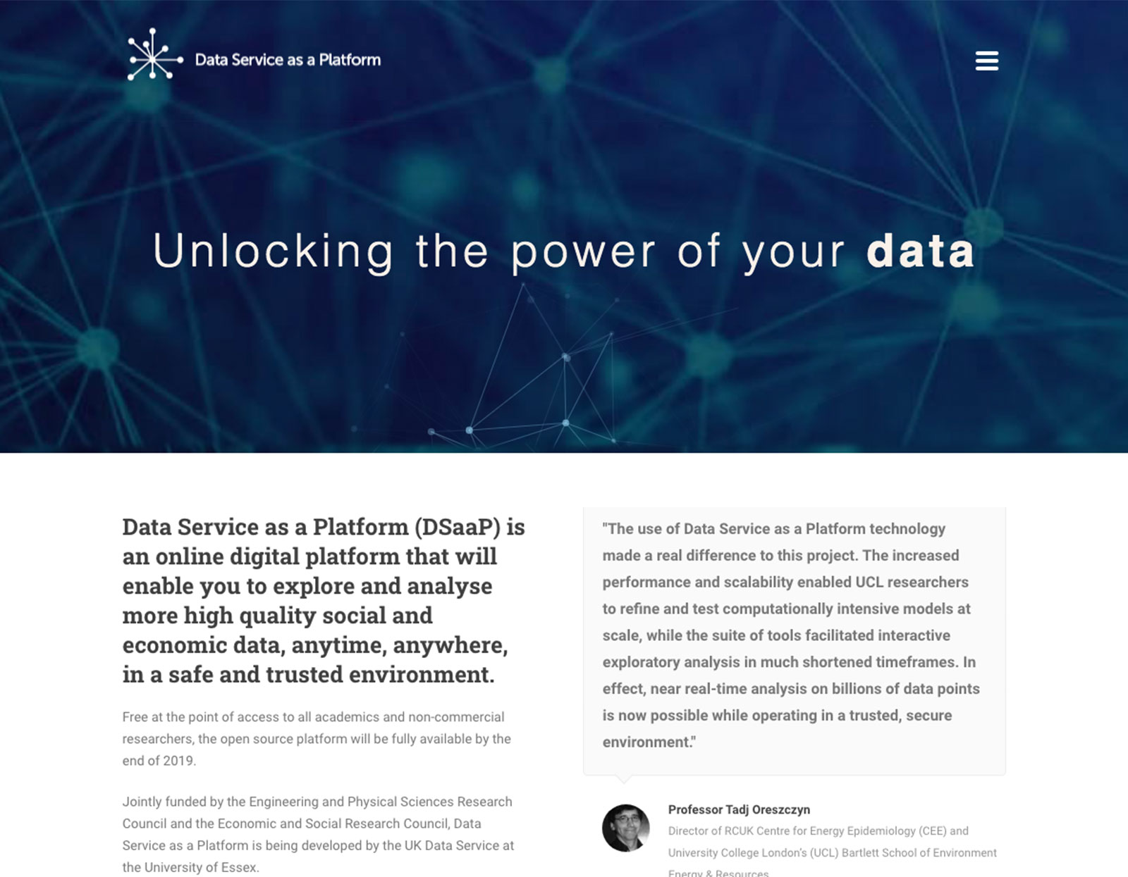 Image of Paul Hailes Design work for 'DSAAP' microsite for the UK Data Service at the University of Essex.