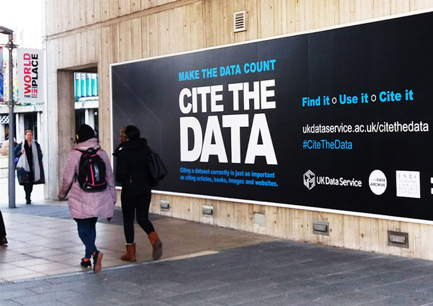 Image of Paul Hailes Design work for 'Cite The Data' campaign for the UK Data Service at the University of Essex.