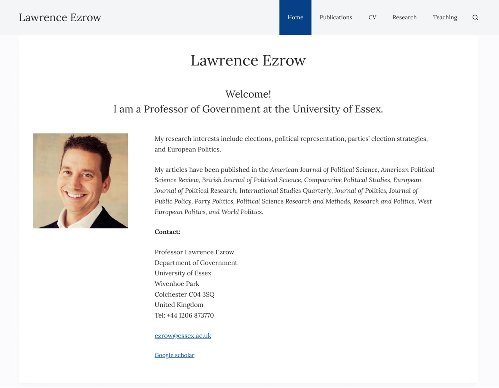 Image of Paul Hailes Design work for Lawrence Ezrow, Professor of Government, University of Essex.
