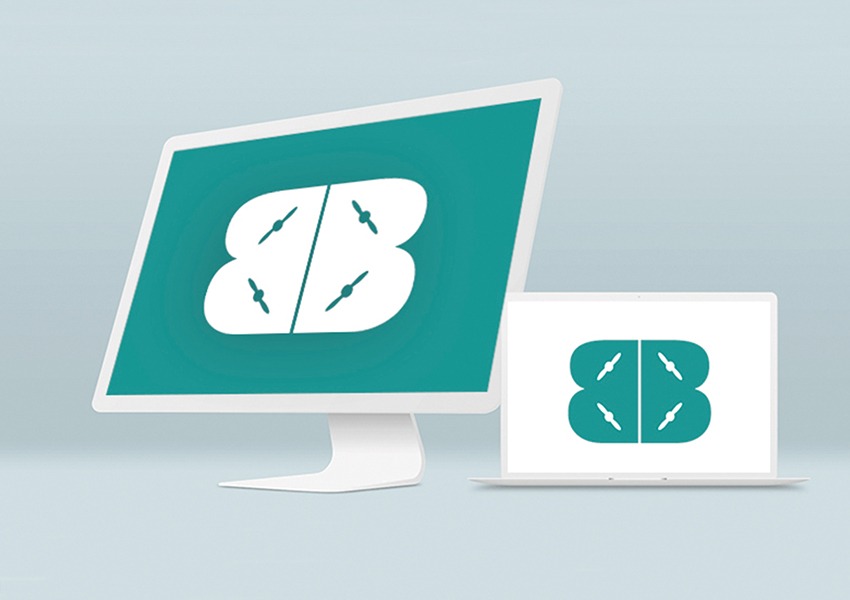 BBUAV branding design featuring two 'b's arranged in the shape of a drone.